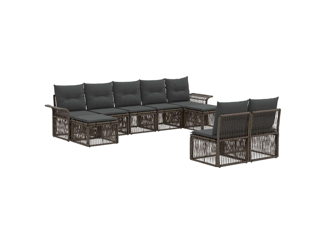 Vidaxl Conjunto De Sofá De Jardim 9 Pcs Cinzento Vime Pe