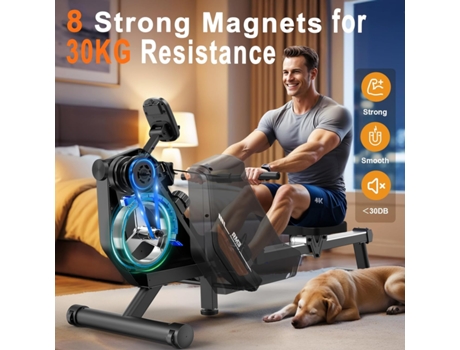 Rm3b Máquina De Remo Dobrável, Resistência Magnética 300n, 16 Níveis, Bluetooth, Capacidade De 150kg Mettlematic