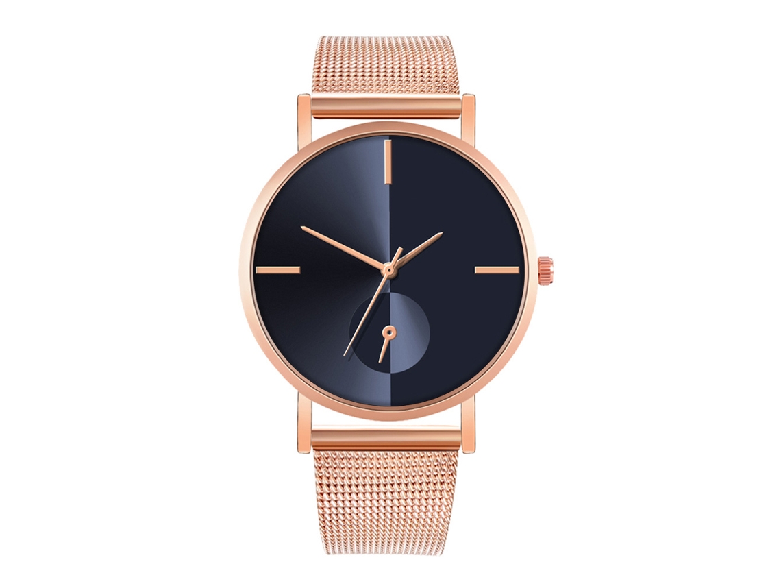 Reloj De Moda Para Parejas Con Correa De Malla Dial Redondo Cuarzo 7