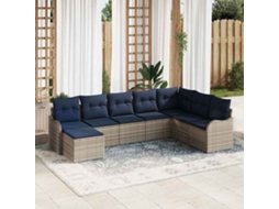 Vidaxl Conjunto De Sofá De Jardim Cinzeto Vime Pe