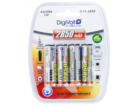 Pack 4 X Pilhas Aa/hr6 Recarregáveis 2850mah Digivolt Bt4 2850 Cinza