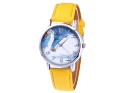 Relógio de Pulso de Quartzo para Homem e Mulher com Mostrador Redondo (amarelo)