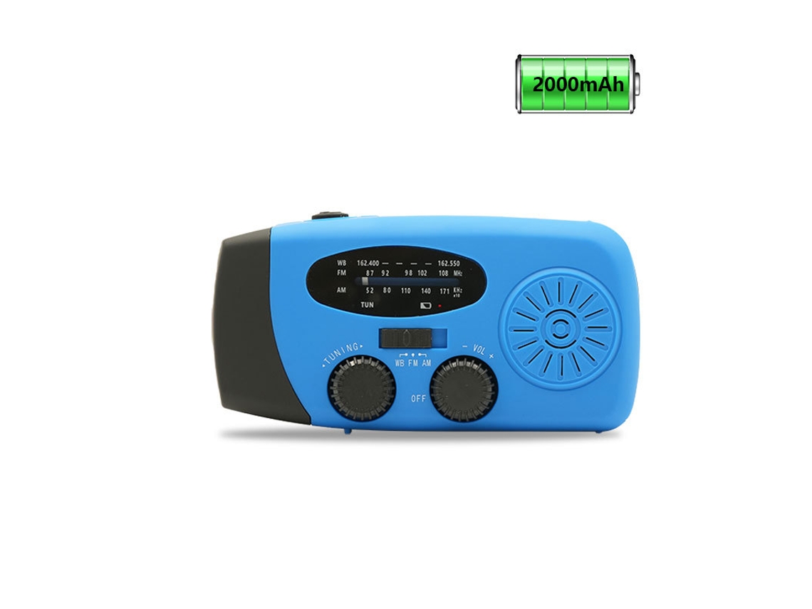 Rádio meteorológico portátil AQUAFORGE de emergência, 20000mah, célula solar, manivela, carregador de celular, alarme SOS, verde