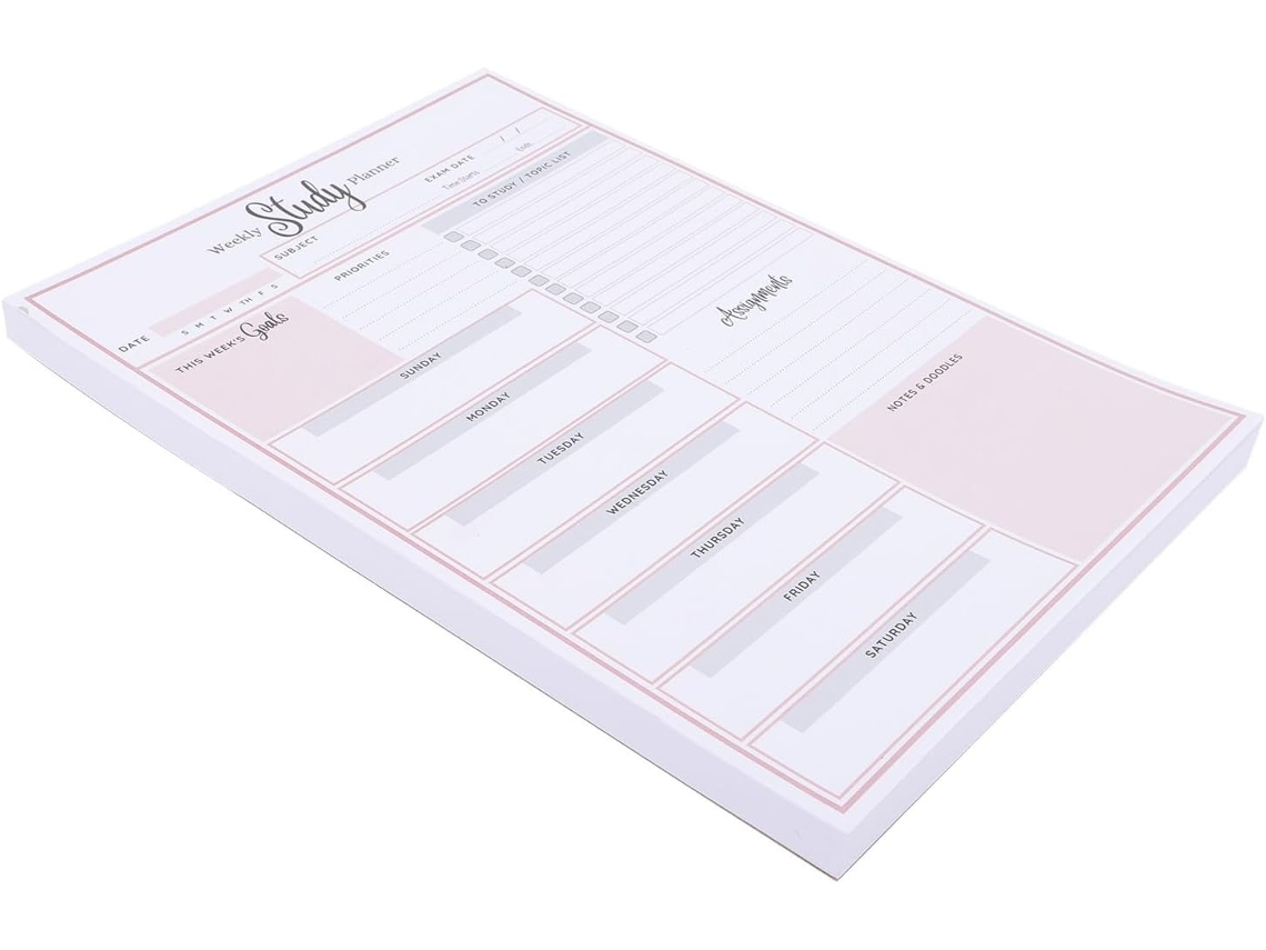 Bloco de notas com papel liso, fácil de escrever, tamanho A5, agenda semanal, sem cola, planejador simples e portátil.