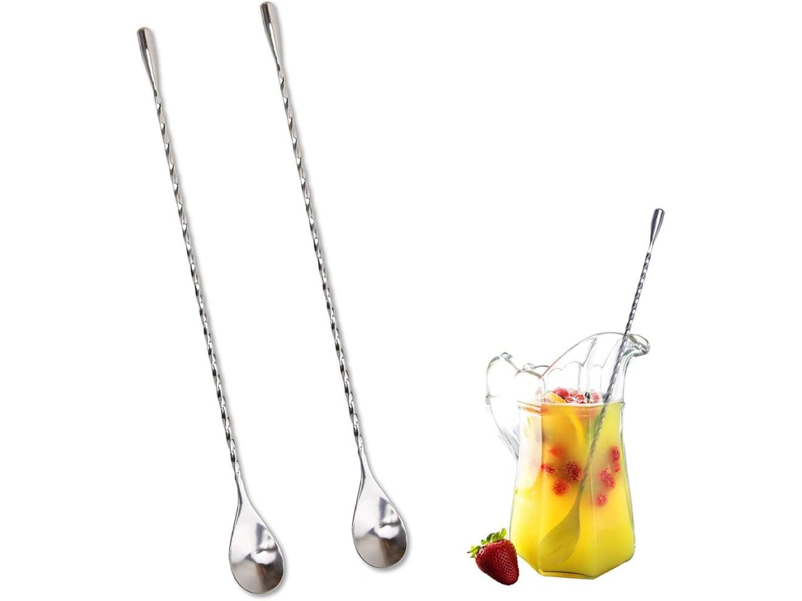 A Colher De Bar Elegante E Prática Para O Barman, Feita De Aço Inoxidável Com Padrão Espiral Para Um Design Profissional