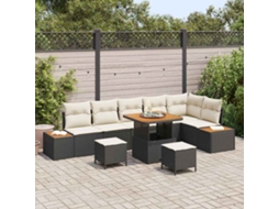 Vidaxl Conjunto De Sofá De Jardim 9 Pcs Preto Rattan Sintético