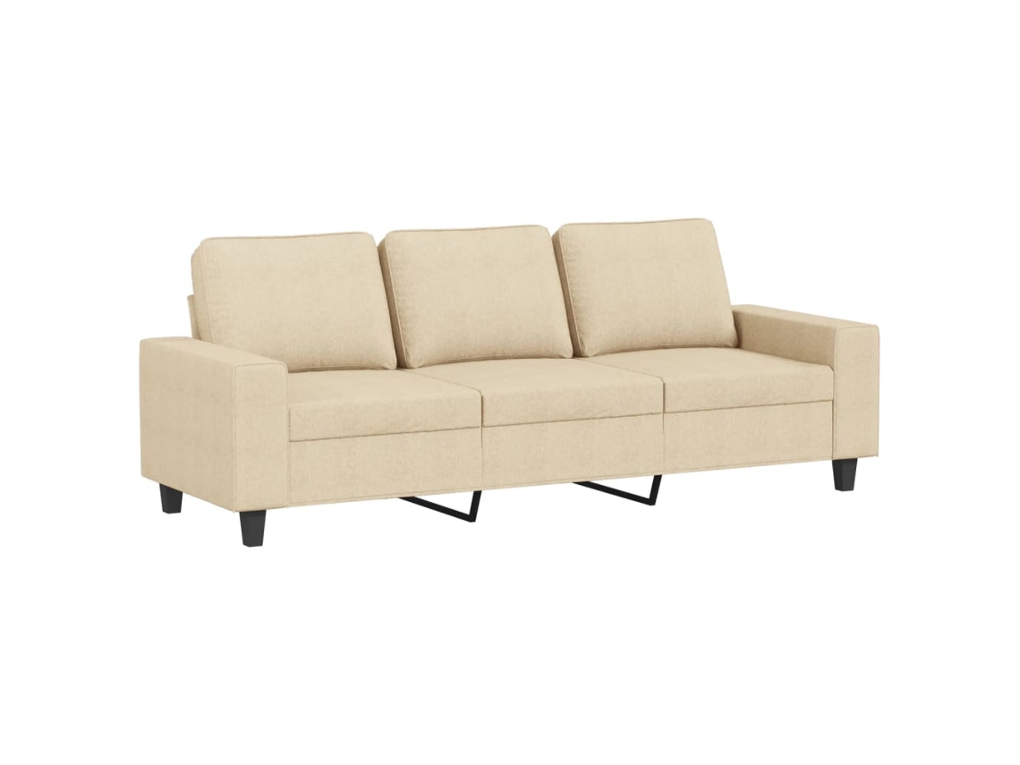 Sofá de 3 lugares tecido VIDAXL cor creme (180 cm)