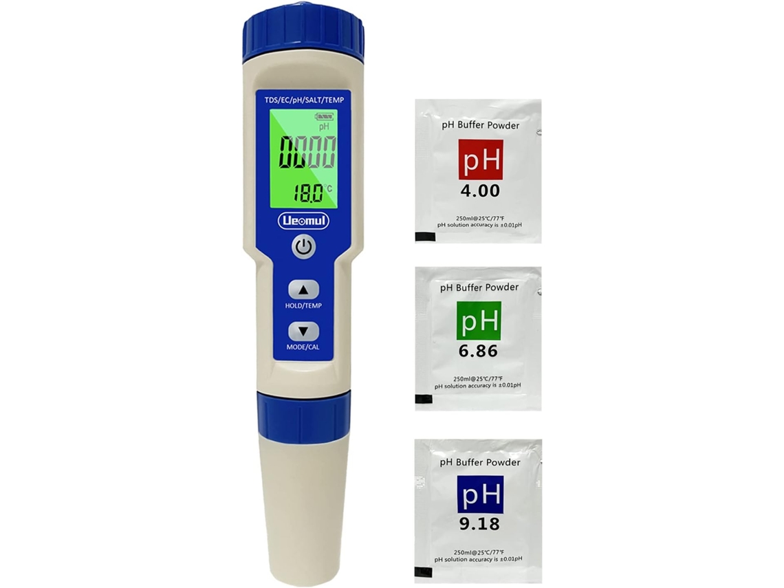Medidor Eletrônico 5 Em 1 De Ph Com Tds, Ec, Salinidade, Temperatura E Múltiplos Parâmetros. À Prova D'água Ip67. Medidor Automático De Ph Da Água.