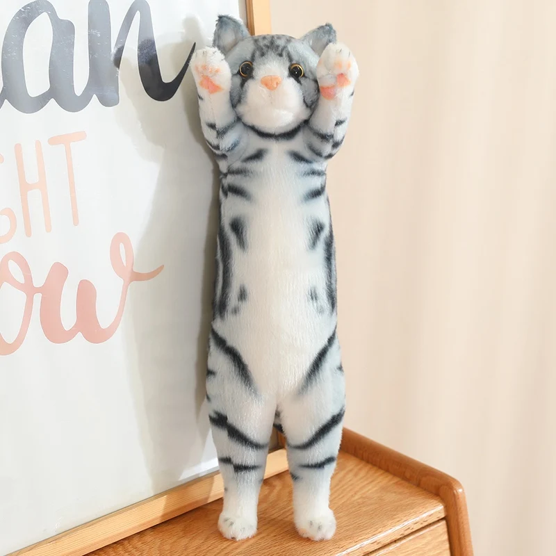 Almofada de Pelúcia Fofa e Macia em Formato de Gato da Sorte, Ideal para Dormir. MDUG (cinza 40cm)