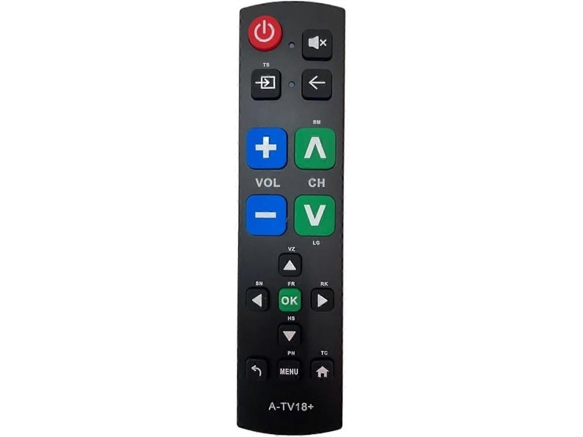Controle Remoto Universal A-tv18+ Com Botões Grandes Para Tv, Ideal Para Idosos E Fácil De Usar