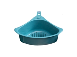Ralo Triangular De Pia Em Plástico Azul Com Ventosa