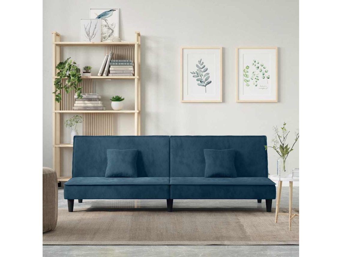 Vidaxl Sofá-cama Veludo Azul