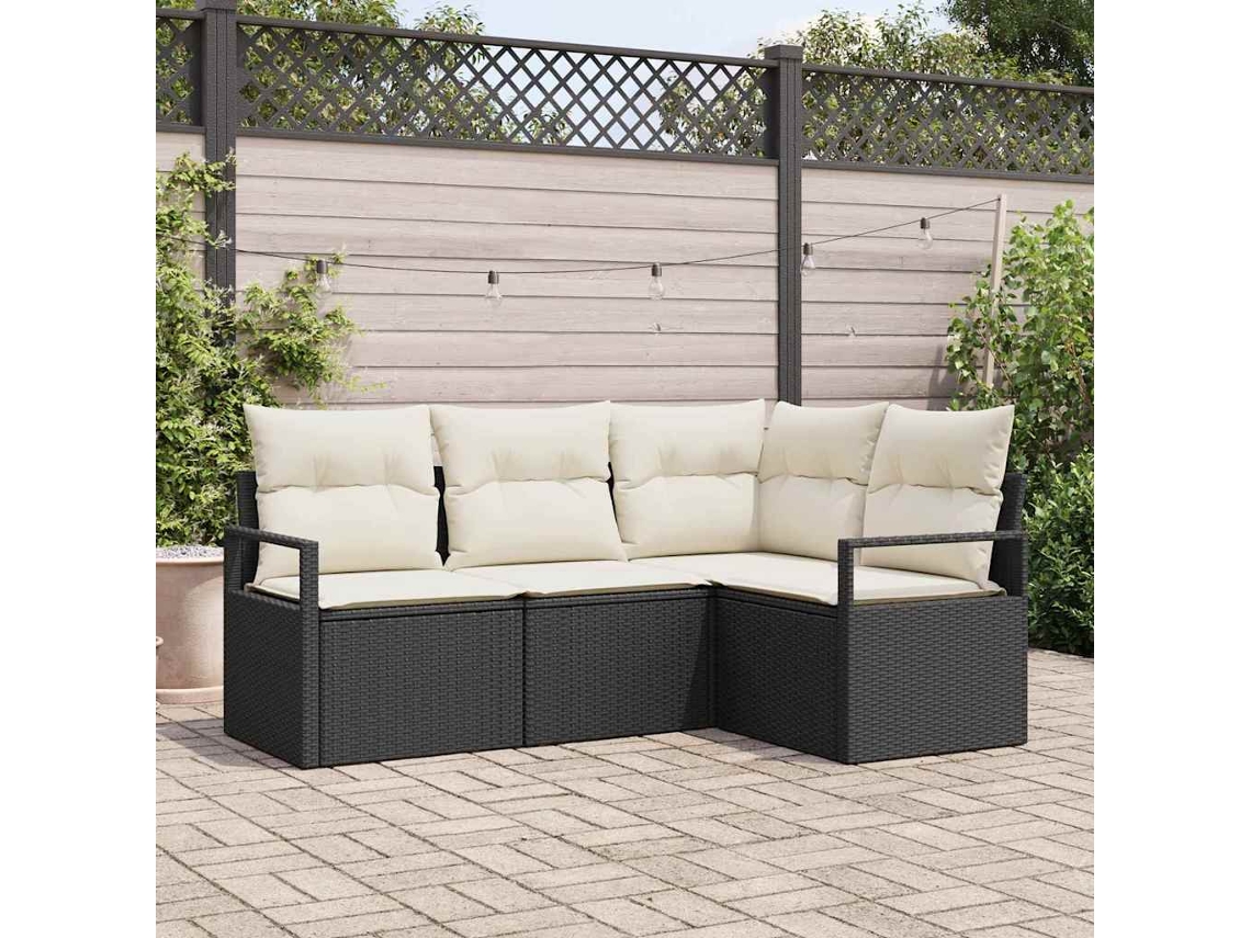 Vidaxl Conjunto De Sofás 4 Unid. Preto Vime Pe