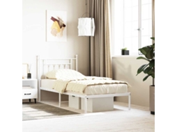 Vidaxl Estrutura De Cama Com Cabeceira 90x200 Cm Metal Branco