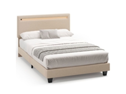 Estrutura de cama estofada com LED - Bege - 1 lugar - 120 x 200 cm