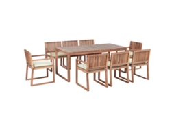 Conjunto De Comedor Exterior 8 Plazas Beliani Sassari Premium De Madera De Acacia Certificada Marrón 180x90x75