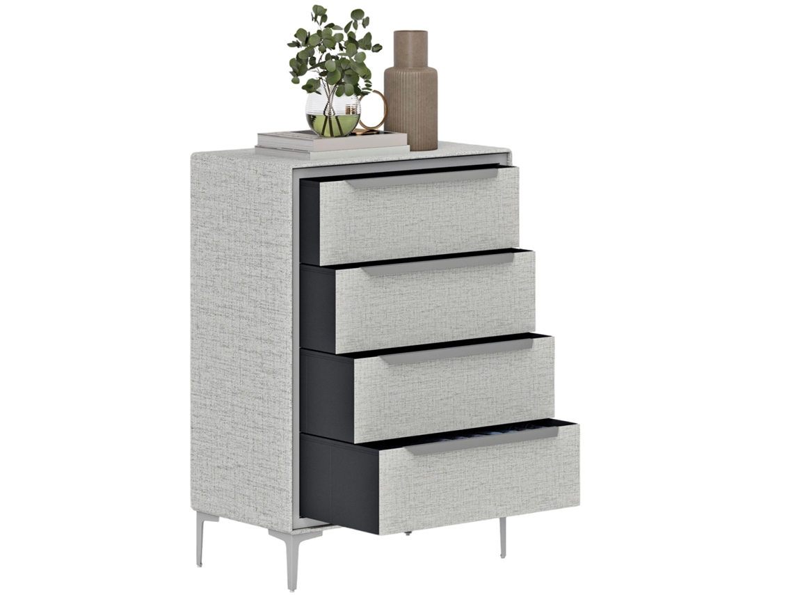 Cômoda de Aço com 4 Gavetas e Revestimento em Tecido ZACHARY (60x36x88 cm)