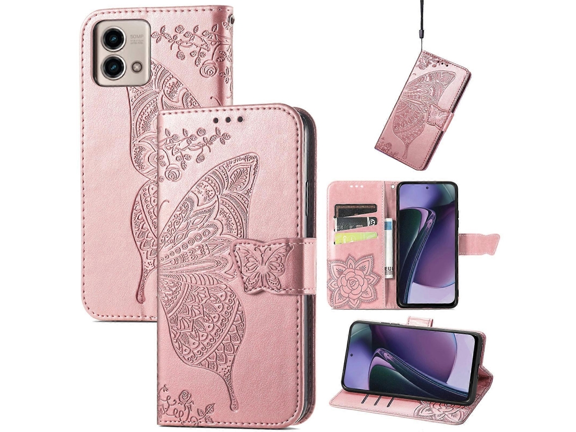 Capa De Celular Em Couro Com Estampa De Borboleta E Flor Para Motorola Moto G Stylus 5g 2023