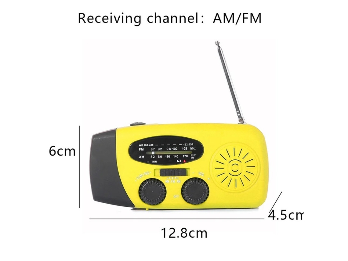 Rádio Manual De Emergência Com Lanterna Led Rádio Meteorológico Portátil Am/fm Com Potência De 1200 Mah Yizhood