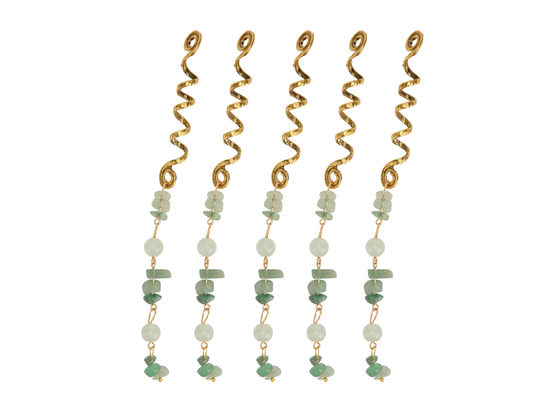5pcs Anillos De Pelo De Dreadlocks Verdes Grandes Joyería Para Cabello