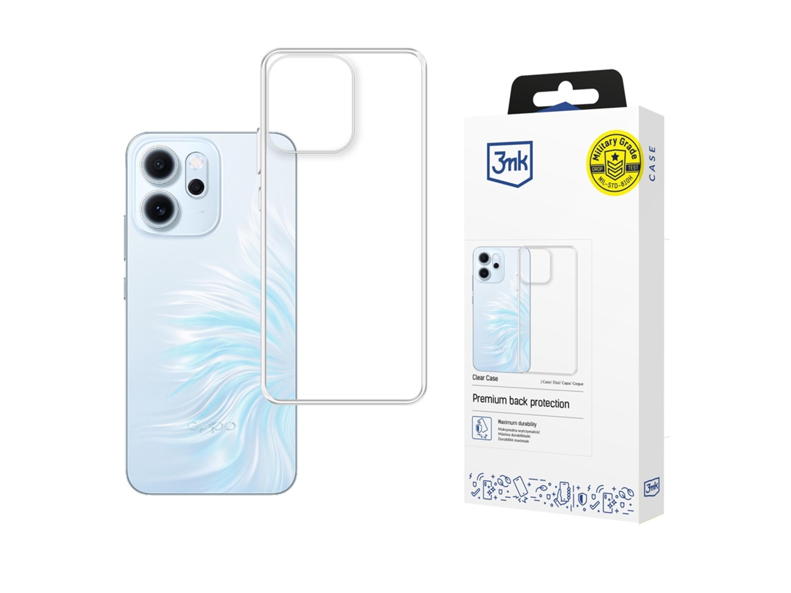 Capa Transparente 3mk Para Oppo Reno 14 F/ 14 Fs 5g Com Película De Vidro Temperado E Proteção De Tela.