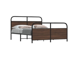 Vidaxl Estrutura Cama Sem Colchão 160x200 Cm Metal Carvalho Castanho