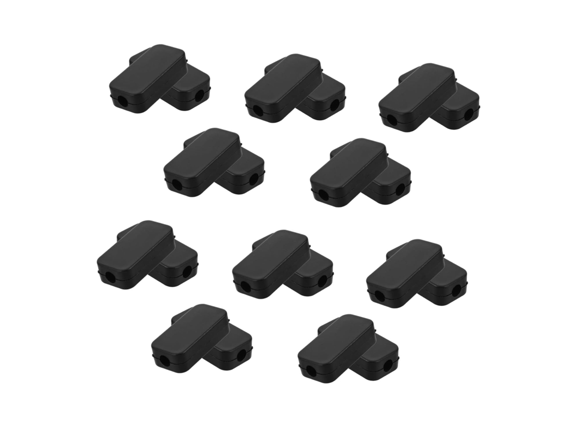 Conjunto de 20 Caixas de Junção Elétrica em Plástico Preto com Duas Saídas para Cabos, Compatíveis. SFUSHOS