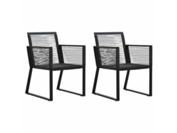 Vidaxl Cadeiras De Jardim 2 Pcs Vime De Pvc Preto