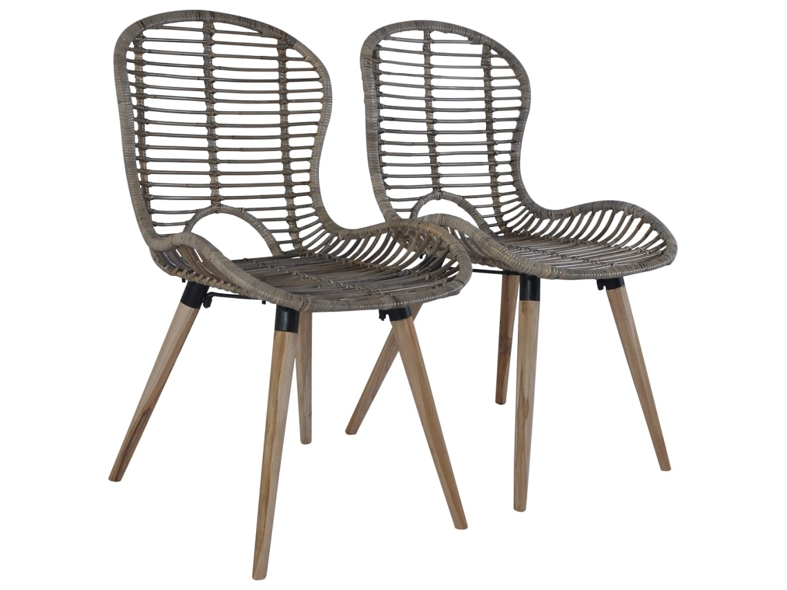 Vidaxl Cadeiras De Jantar 2 Pcs Vime Genuíno Castanho