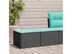 Vidaxl 2 Pcs Conjunto Sofás Jardim C/ Almofadões Vime Pe/acácia Preto