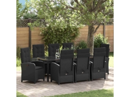Vidaxl Conjunto De Jantar Para Jardim 9 Unid. Preto Vime Pe