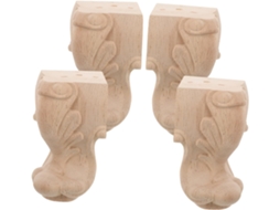 Nuobesty Conjunto De 4 Pés Madeira Maciça Com Padrão Entalhado Para Móveis, Ideais Para Sofá, Mesa E Cadeira
