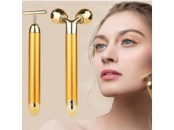 Massageador Facial 2 em 1 Dourado com Rolos Dourados: Elétrico 3d e Formato T para Braç Os, Olhos, Nariz Cabeça GOKOCO