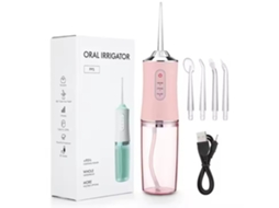 Irrigador Oral Rosa Recarregável, 4 Bicos, Limpeza Interdental Diária, Cuida Gengivas STELASPLEN