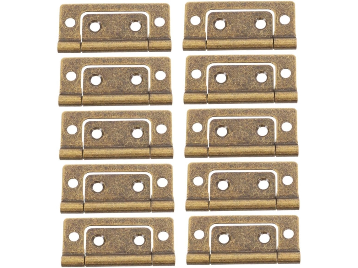 Conjunto De 10 Dobradiças Ferro Para Portas Armários, Planas Ocultas