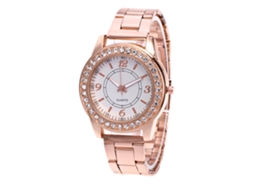 Reloj De Cuarzo Unisex Con Correa De Acero Casual Zhoulianfa (oro Rosa)