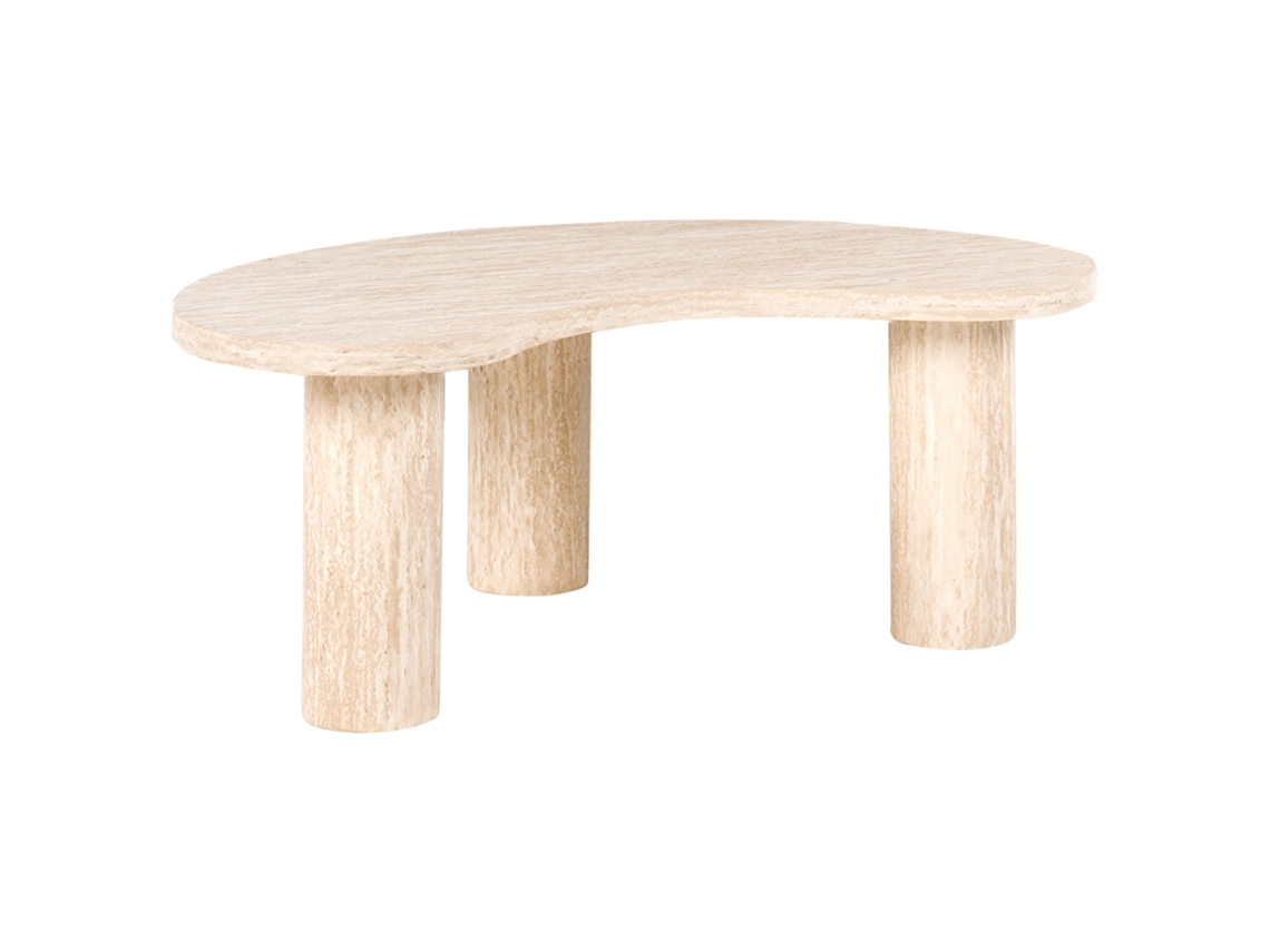 Mesa De Centro Con Forma De Riñón Beliani Noma De Mdf Beige 89x52x35