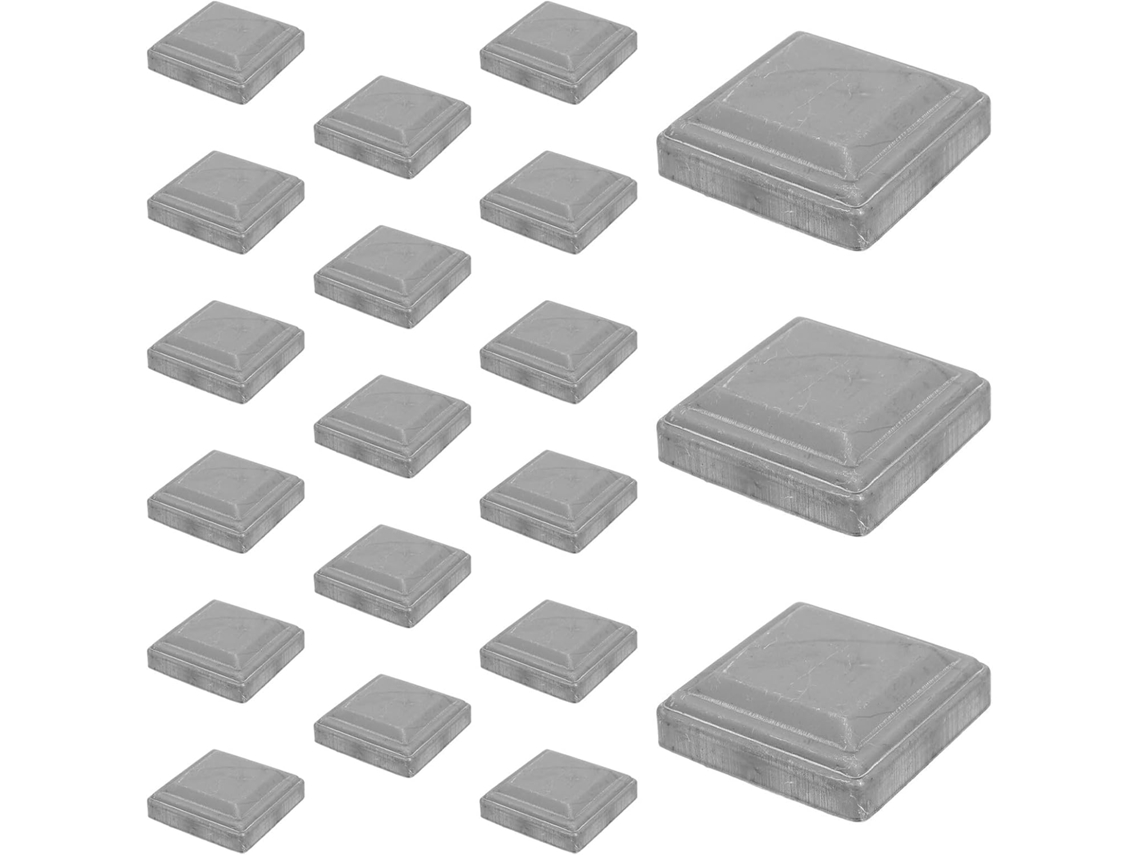 Conjunto de 10 Tampas Quadradas de Aço Galvanizado para Postes de Guarda corpo, 80x80mm, com Proteção Reforçada. SFUSHOS