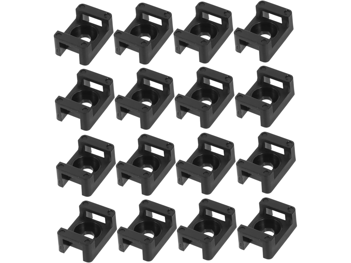Pacote Com 100 Bases De Montagem Para Clipes De Cabos Em Abs Preto.
