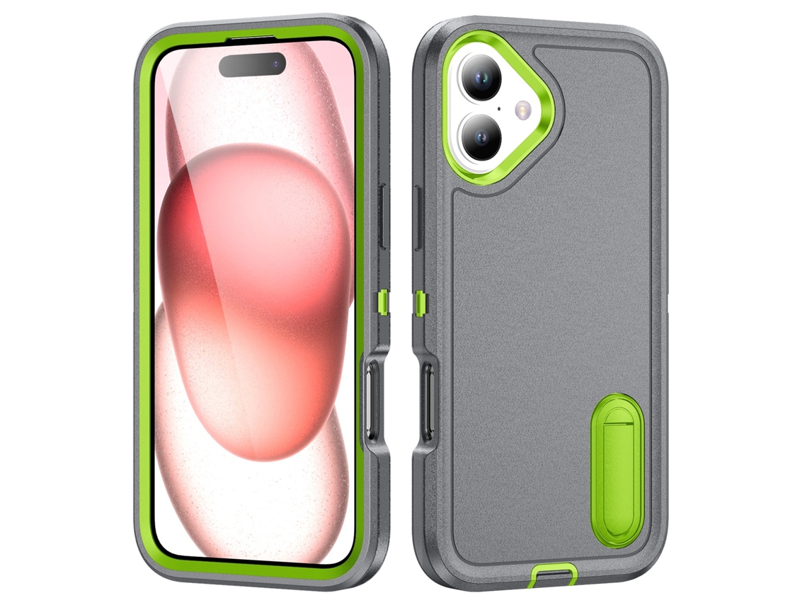 Capa Para Iphone 16plus - Resistente A Impactos E Quedas, Com Suporte Invisível Integrado. Cinza Hexinyigjly