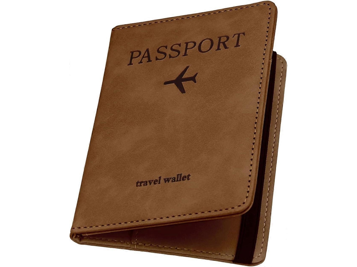 Porta-passaporte De Viagem, Em Couro Pu, Com Proteção Rfid, Compartimentos Para Cartões E Documentos