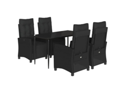 Garden Dining Set, Garden Dining Sets Vidaxl Preto Rattan / Vime (mesa Com 140 Cm De Comprimento)
