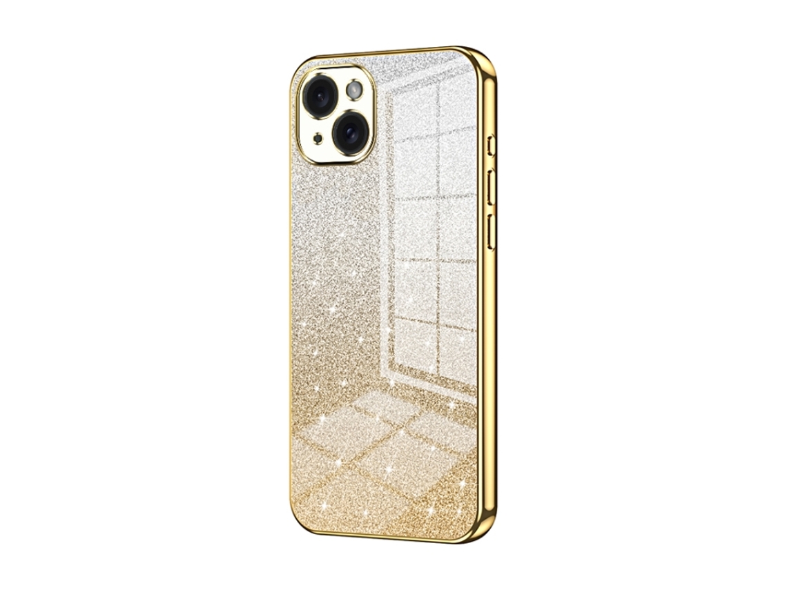 Capa Para Iphone 15 Plus - Glitter Degradê - Acabamento Eletroplaqueado