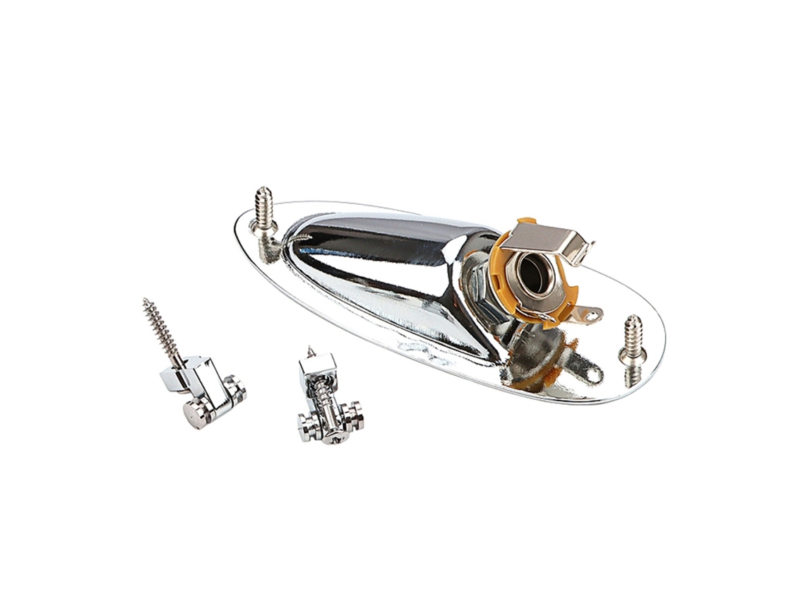 Conector de Saída para Captador de Guitarra de 1/4" Estilo Barco, com Placa e Parafusos AQUAFORGE