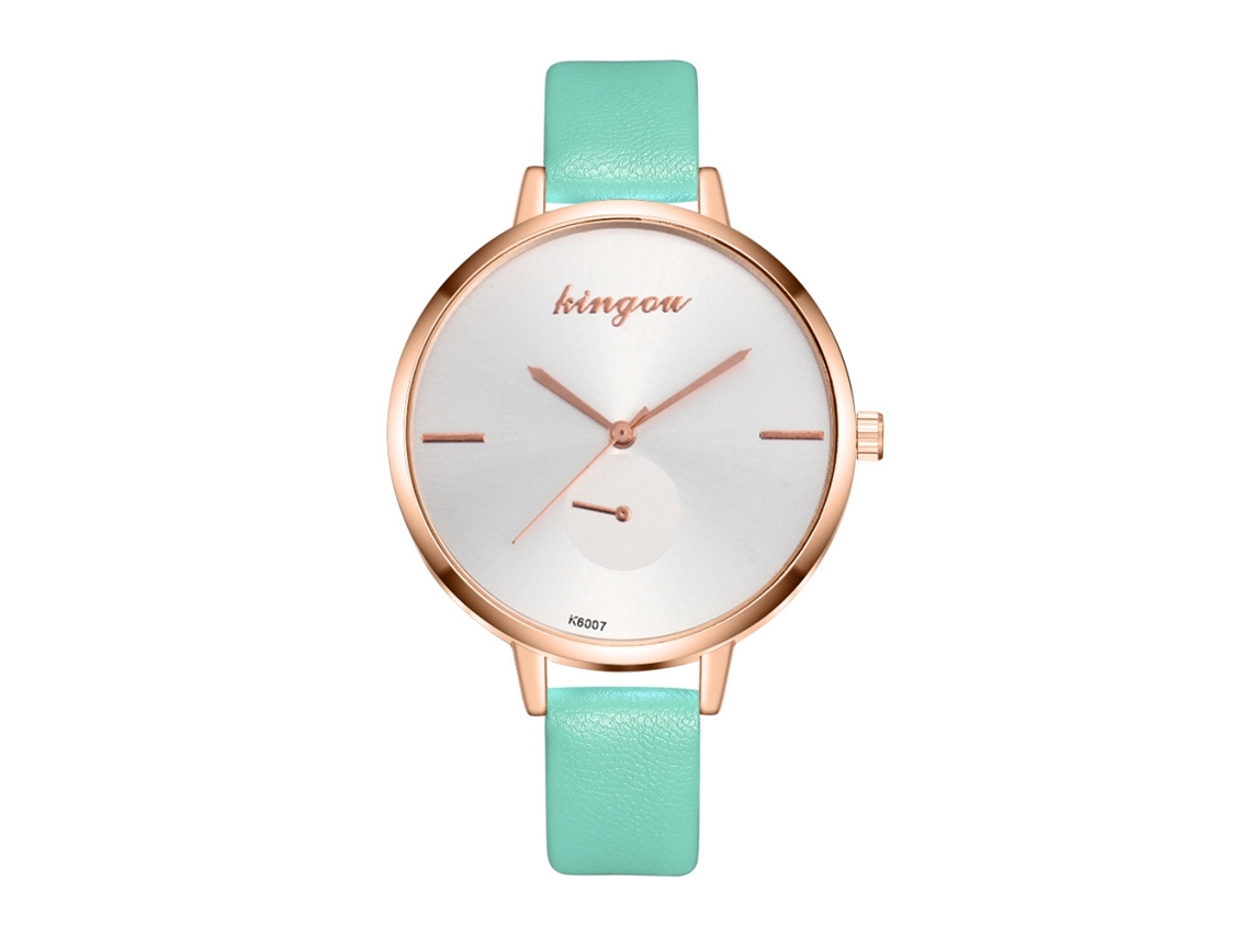 Relógio de Pulso Feminino Zhoulianfa Quartzo com Pulseira de Couro Pu Menta