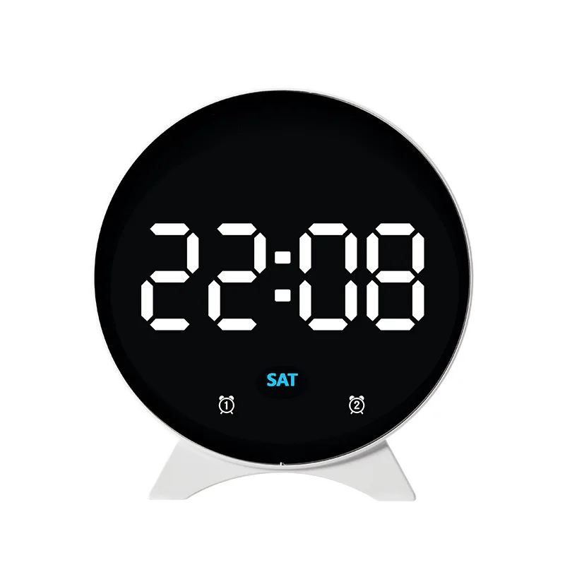 (branco) Despertador Digital Usb Com Modo Noturno, Relógio De Mesa.