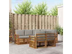 Vidaxl Conjunto De Sofás Para Exterior 7 Unid. Cinza Natural E Claro