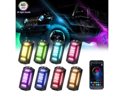 Luzes Led Rgb Carro 8pcs Ip68 Bluetooth Sincroniza Música