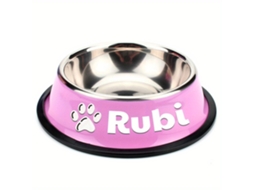 Tigela Personalizada em Aço Inoxidável Antiderrapante para Animais de Estimação com Nome Personalizado, Perfeita para Cães e Gatos AQUAFORGE