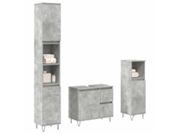 Vidaxl 3 Pcs Conj. Móveis Casa Banho Derivados Madeira Cinza Cimento